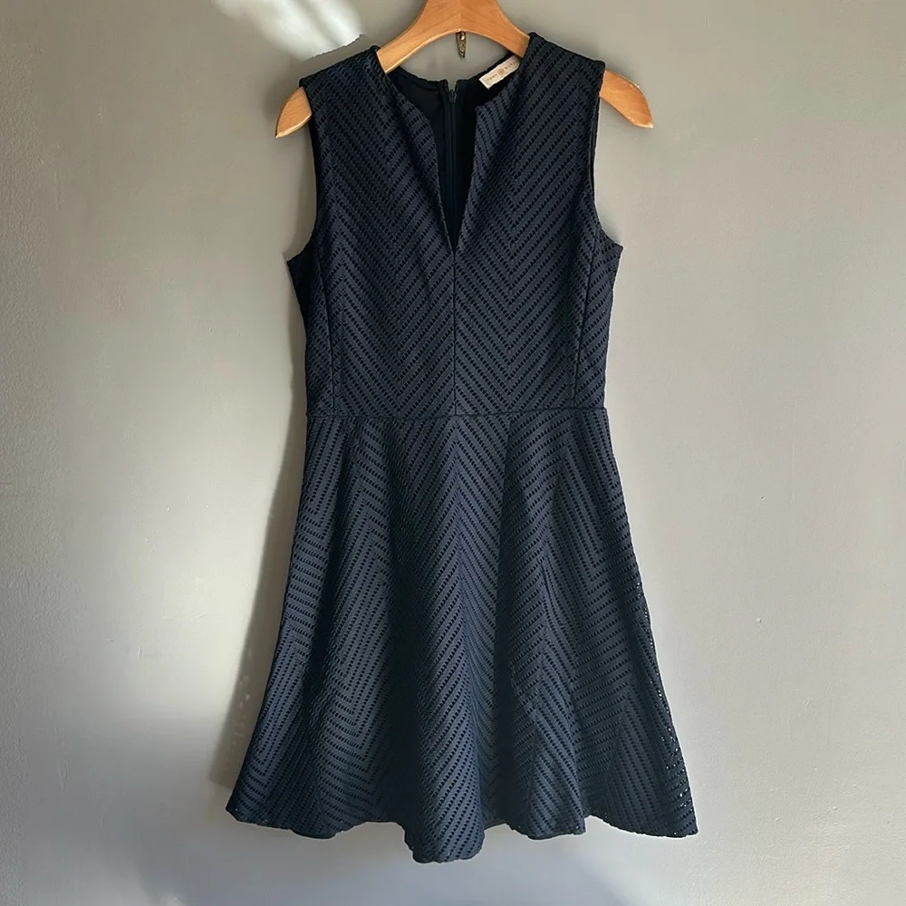 Tory Burch Fit & Flare Navy Blue Dress size S great condition - Picture 1 of 9